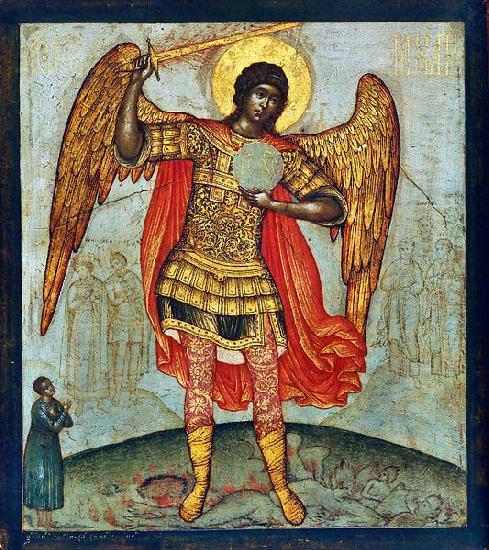 Simon Ushakov Archangel Michael Trampling the Devil Underfoot. oil painting picture